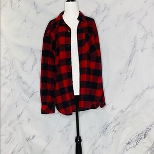 TNA Black Red Plaid shirt
